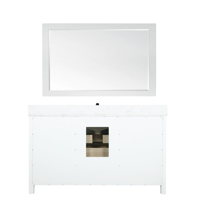 Altair Kinsley 60" Single Bathroom Vanity Set in White and Carrara White Marble Countertop with Mirror  536060S-WH-AW