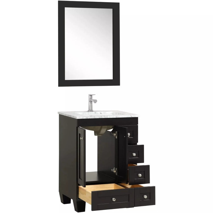 Eviva Happy  24" x 18" Transitional Espresso Bathroom Vanity with white Carrara counter-top-EVVN30-24X18ES