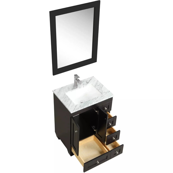 Eviva Happy  24" x 18" Transitional Espresso Bathroom Vanity with white Carrara counter-top-EVVN30-24X18ES