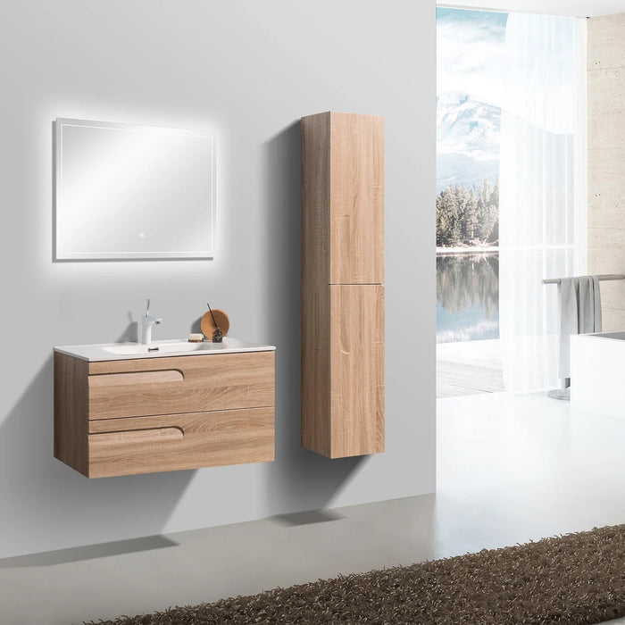 Eviva Joy 39" Maple Wall Mount Bathroom Vanity with White Integrated Top -EVVN23-39MP-WM
