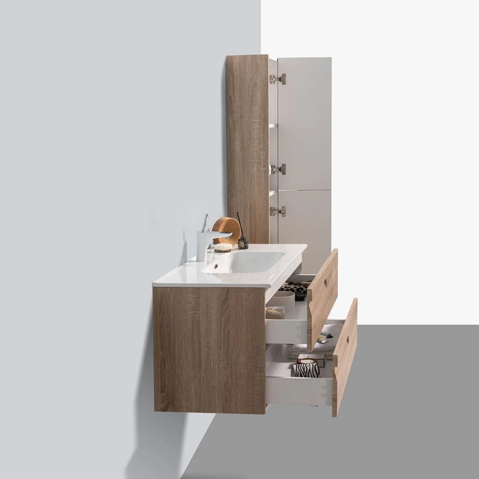 Eviva Joy 39" Maple Wall Mount Bathroom Vanity with White Integrated Top -EVVN23-39MP-WM