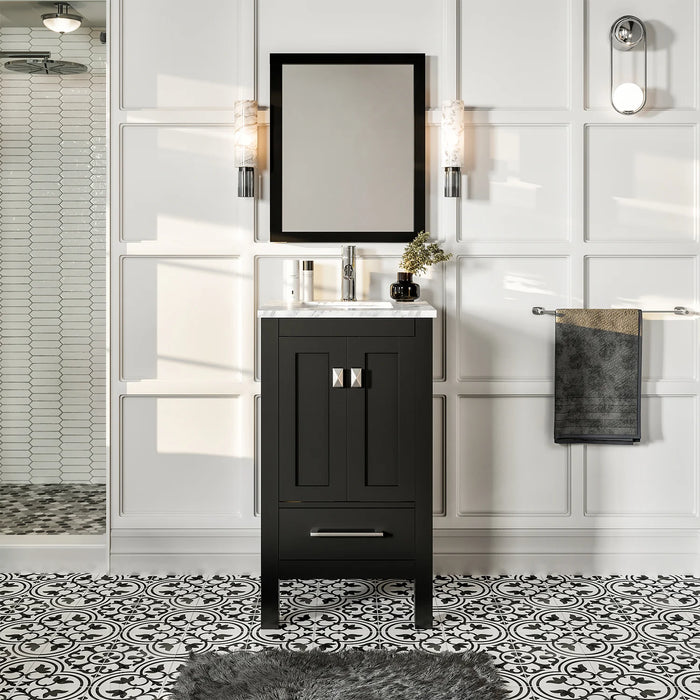 Eviva London 20" x 18" Espresso Transitional Bathroom Vanity with White Carrara Top-TVN414-20X18ES