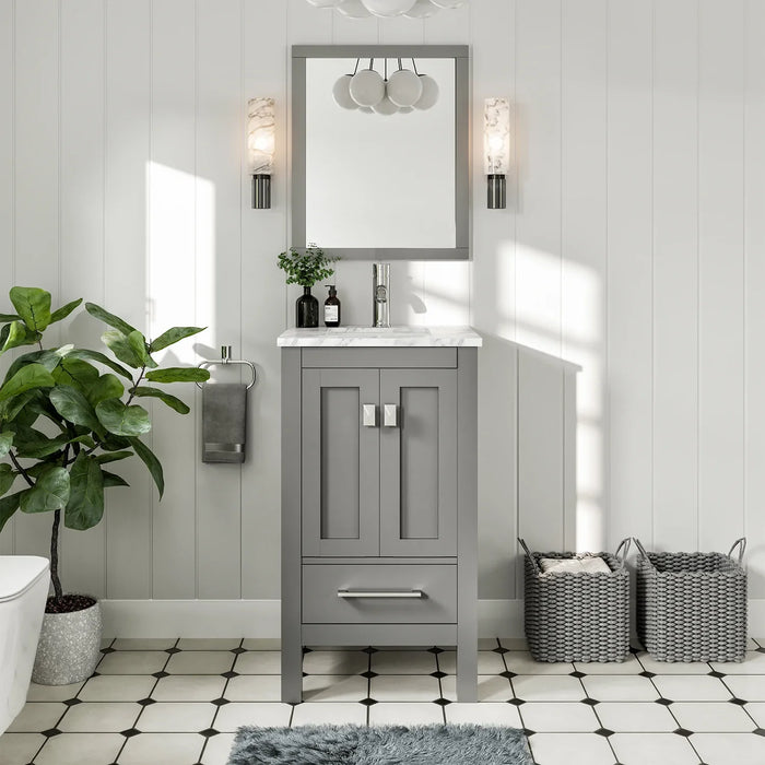 Eviva London 20" x 18" Gray Transitional Bathroom Vanity with White Carrara Top-TVN414-20X18GR