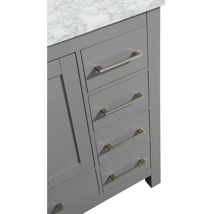 Eviva London 48" x 18" Gray Transitional Bathroom Vanity with White Carrara Top-TVN414-48X18GR