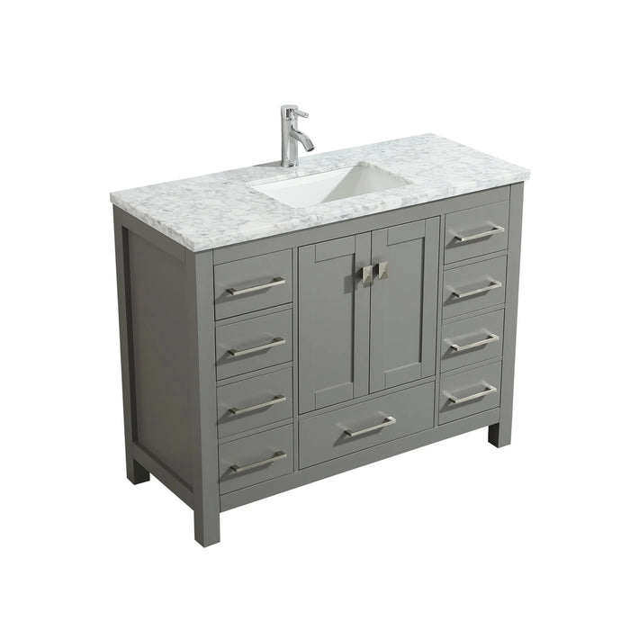 Eviva London 48" x 18" Gray Transitional Bathroom Vanity with White Carrara Top-TVN414-48X18GR