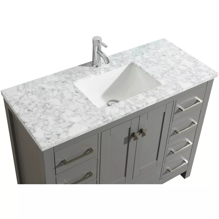 Eviva London 48" x 18" Gray Transitional Bathroom Vanity with White Carrara Top-TVN414-48X18GR