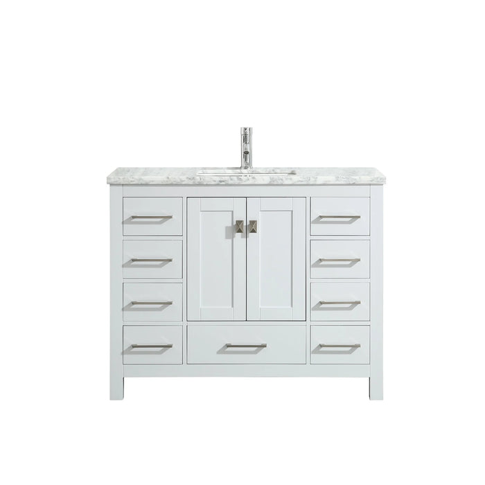 Eviva London 48" x 18" White Transitional Bathroom Vanity with White Carrara Top-TVN414-48X18WH