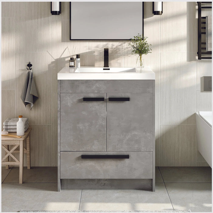 Eviva Lugano 24" Cement Gray Modern Bathroom Vanity with White Integrated Top-EVVN600-8-24CGR