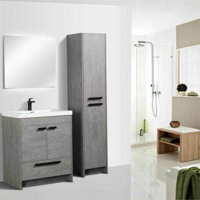 Eviva Lugano 30" Cement Gray Modern Bathroom Vanity with White Integrated Top-EVVN750-8-30CGR