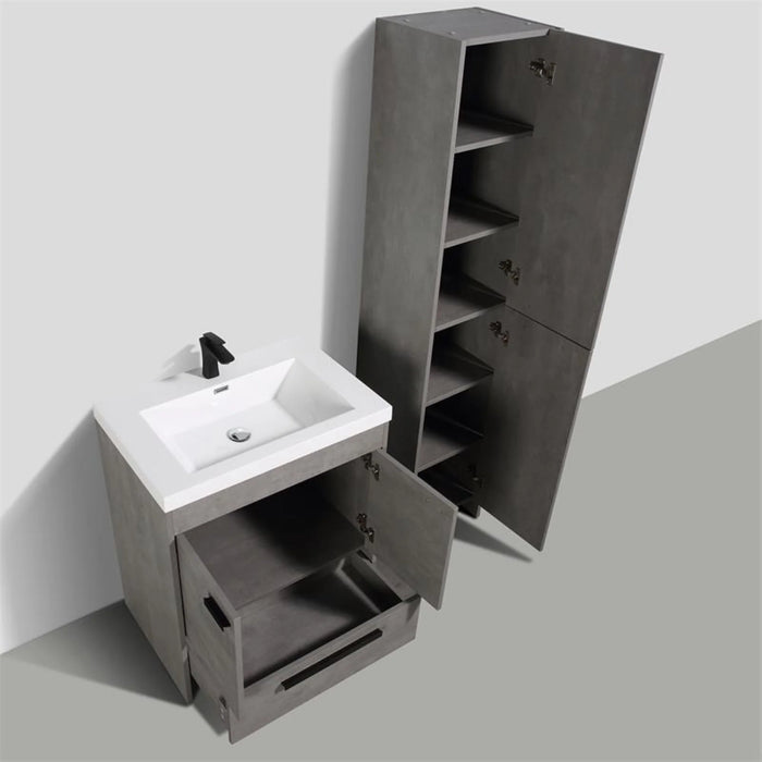 Eviva Lugano 30" Cement Gray Modern Bathroom Vanity with White Integrated Top-EVVN750-8-30CGR