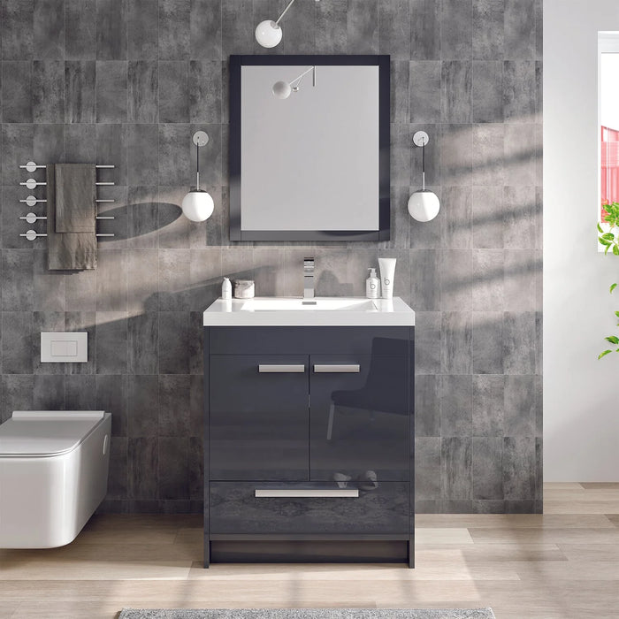 Eviva Lugano 30" Gray Modern Bathroom Vanity with White Integrated Top-EVVN750-8-30GR