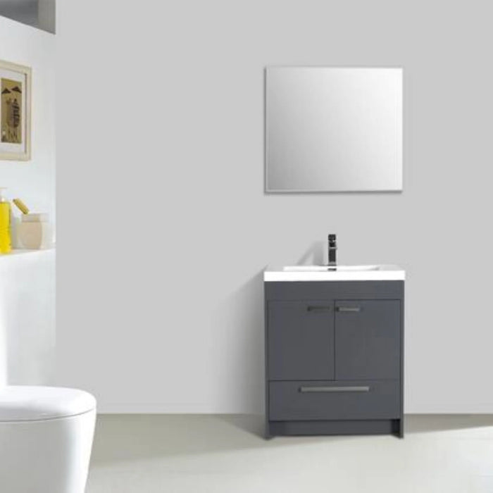 Eviva Lugano 30" Gray Modern Bathroom Vanity with White Integrated Top-EVVN750-8-30GR