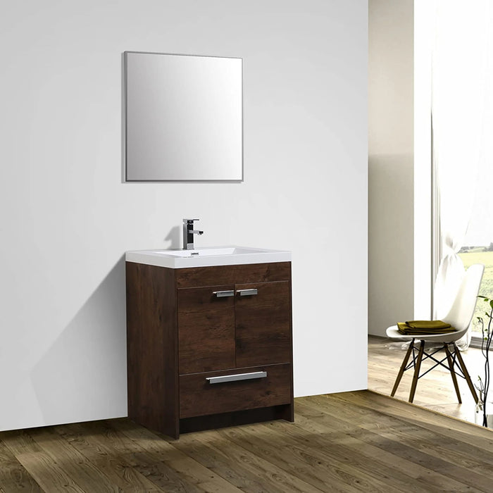 Eviva Lugano 30" Rosewood Modern Bathroom Vanity with White Integrated Top-EVVN750-8-30RSWD