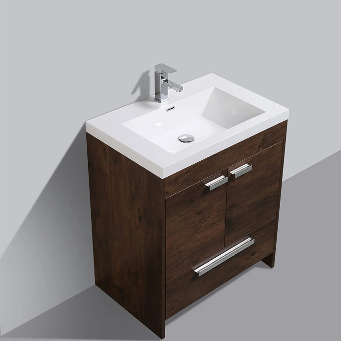 Eviva Lugano 30" Rosewood Modern Bathroom Vanity with White Integrated Top-EVVN750-8-30RSWD