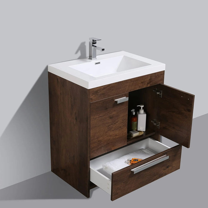 Eviva Lugano 30" Rosewood Modern Bathroom Vanity with White Integrated Top-EVVN750-8-30RSWD