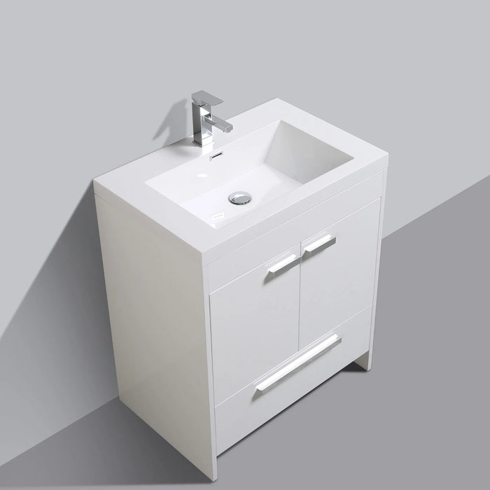 Eviva Lugano 30" White Modern Bathroom Vanity with White Integrated Top-EVVN750-8-30WH