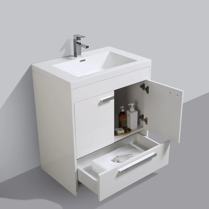 Eviva Lugano 30" White Modern Bathroom Vanity with White Integrated Top-EVVN750-8-30WH