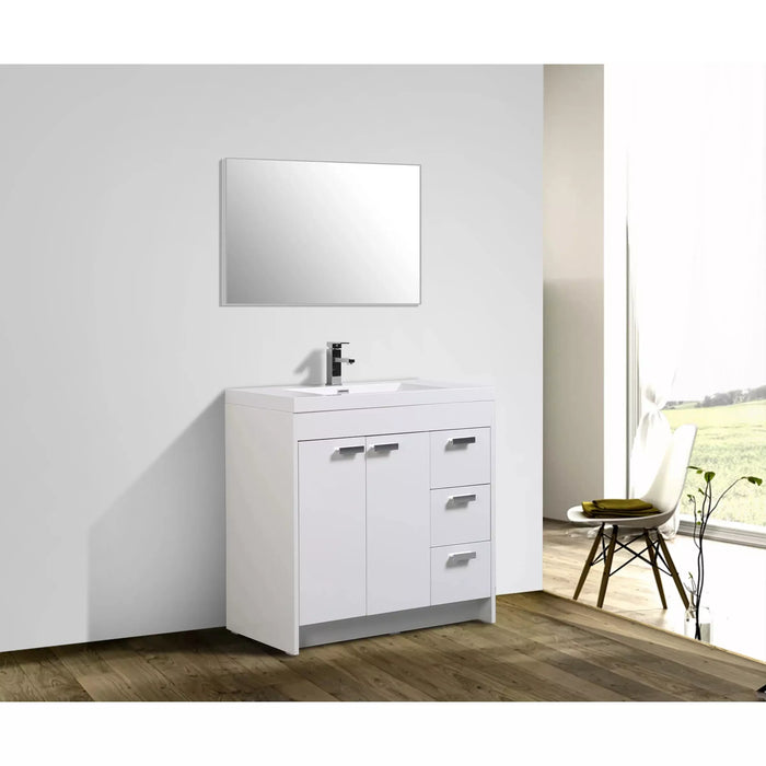 Eviva Lugano 36" White Modern Bathroom Vanity with White Integrated Top-EVVN900-8-36WH