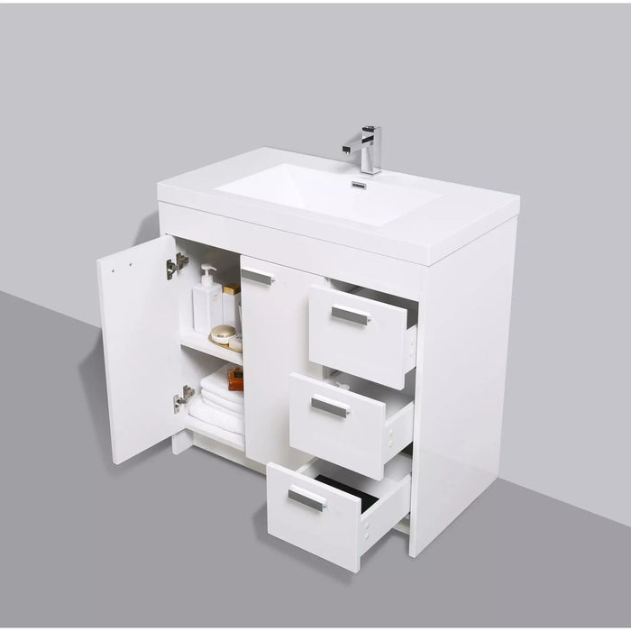 Eviva Lugano 36" White Modern Bathroom Vanity with White Integrated Top-EVVN900-8-36WH