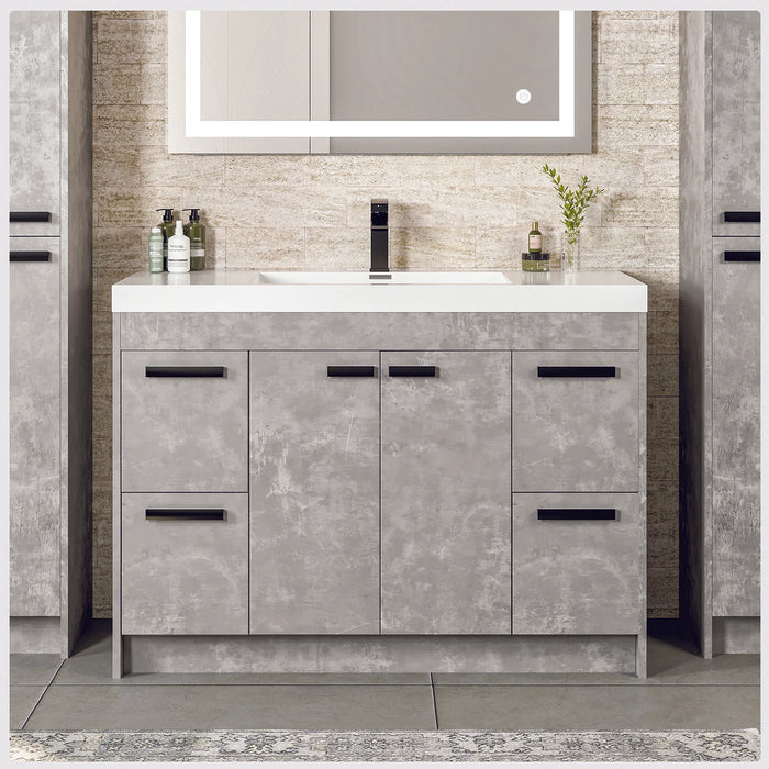 Eviva Lugano 42" Cement Gray Modern Bathroom Vanity with White Integrated Top-EVVN1000-8-42CGR