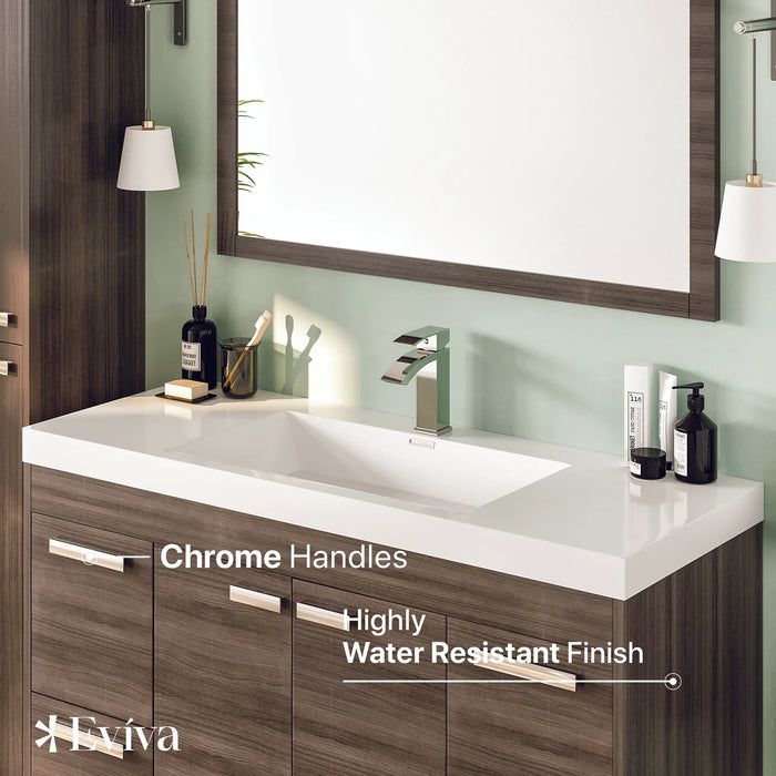 Eviva Lugano 42" Gray Oak Modern Bathroom Vanity with White Integrated Top-EVVN1000-8-42GOK