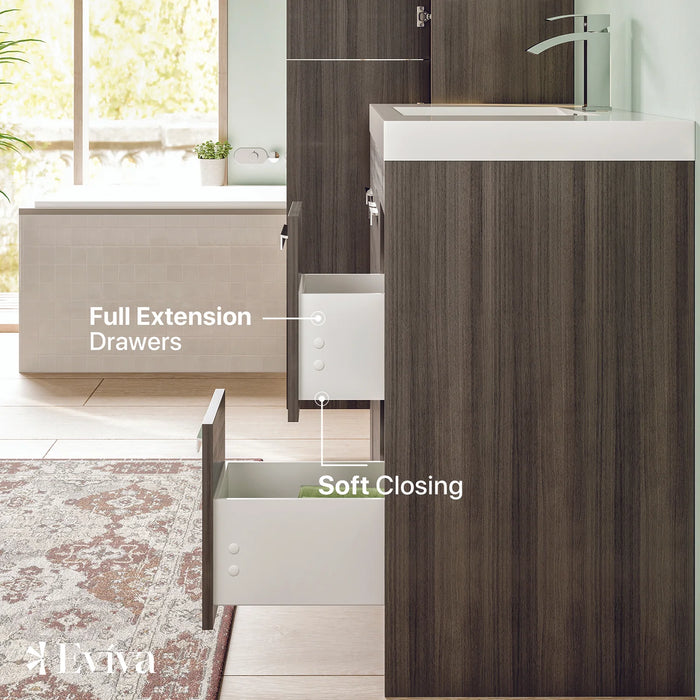 Eviva Lugano 42" Gray Oak Modern Bathroom Vanity with White Integrated Top-EVVN1000-8-42GOK