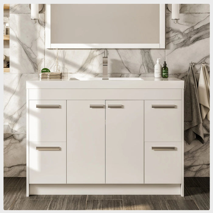 Eviva Lugano 42" White Modern Bathroom Vanity with White Integrated Top-EVVN1000-8-42WH