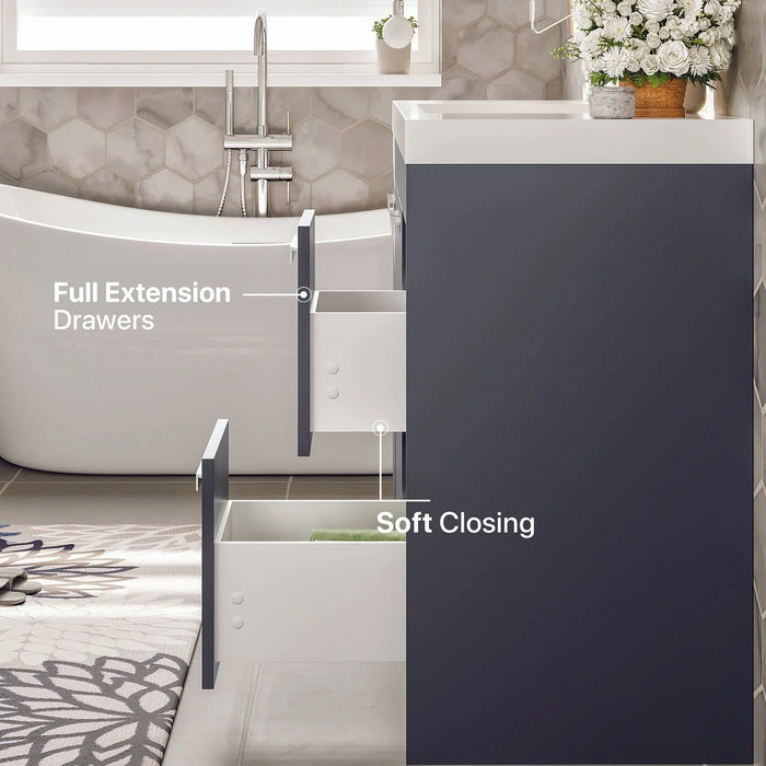 Eviva Lugano 48" Gray Modern Bathroom Vanity with White Integrated Top-EVVN1200-8-48GR