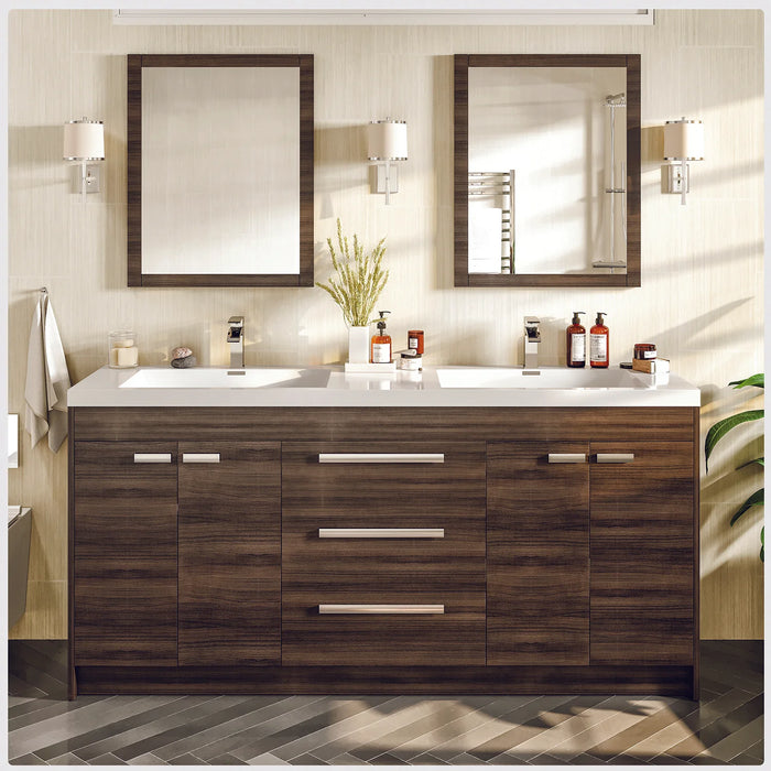 Eviva Lugano 60" Gray Oak Modern Double Sink Bathroom Vanity with White Integrated Top-EVVN1500-8-60GOK