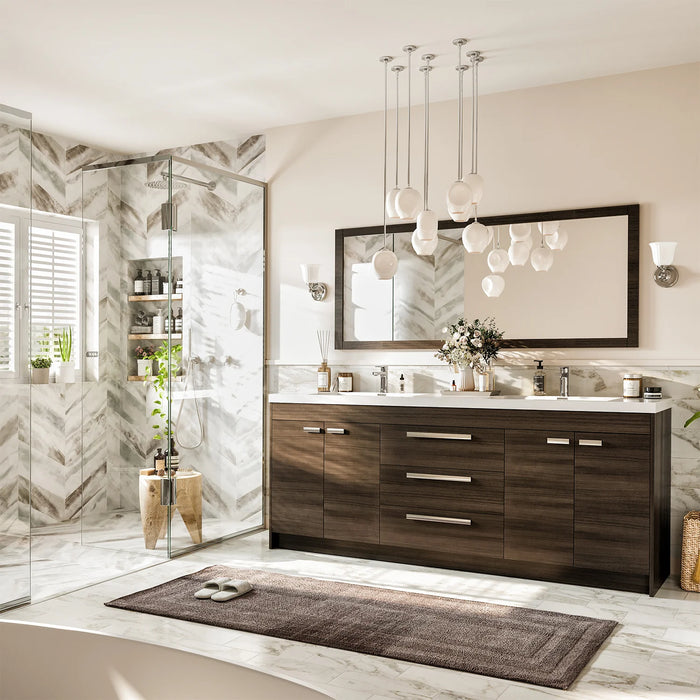 Eviva Lugano 84" Gray Oak Modern Double Sink Bathroom Vanity with White Integrated Top-EVVN1900-8-84GOK