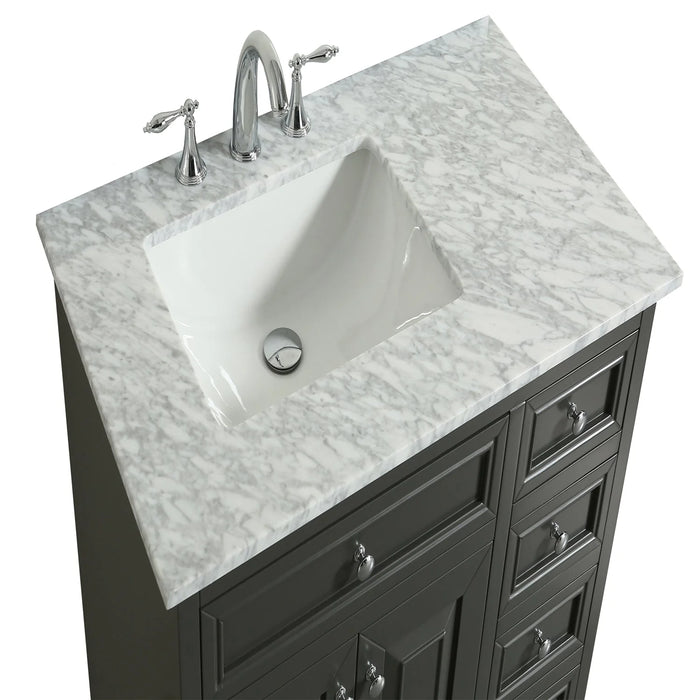 Eviva Monroe 36" Gray Transitional Bathroom Vanity with White Carrara Top-EVVN123-36GR