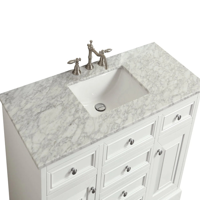Eviva Monroe 42" White Transitional Bathroom Vanity with White Carrara Top-EVVN123-42WH