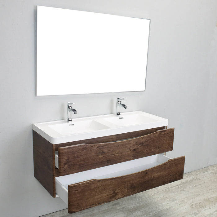 Eviva Smile 48" Rosewood Wall Mount Modern Double Sink Bathroom Vanity with White Integrated Top-EVVN12-DS-48RSWD-WM
