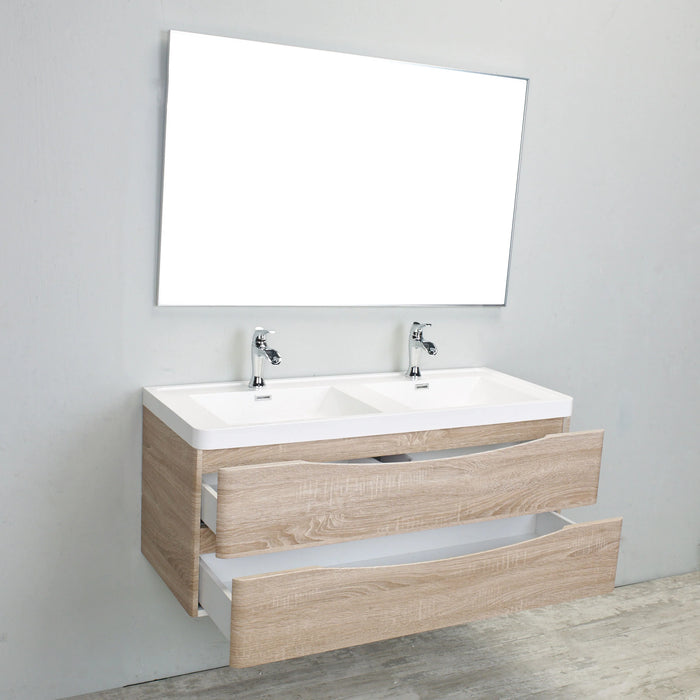 Eviva Smile 48" White Oak Wall Mount Modern Double Sink Bathroom Vanity with White Integrated Top-EVVN12-DS-48WHOK-WM