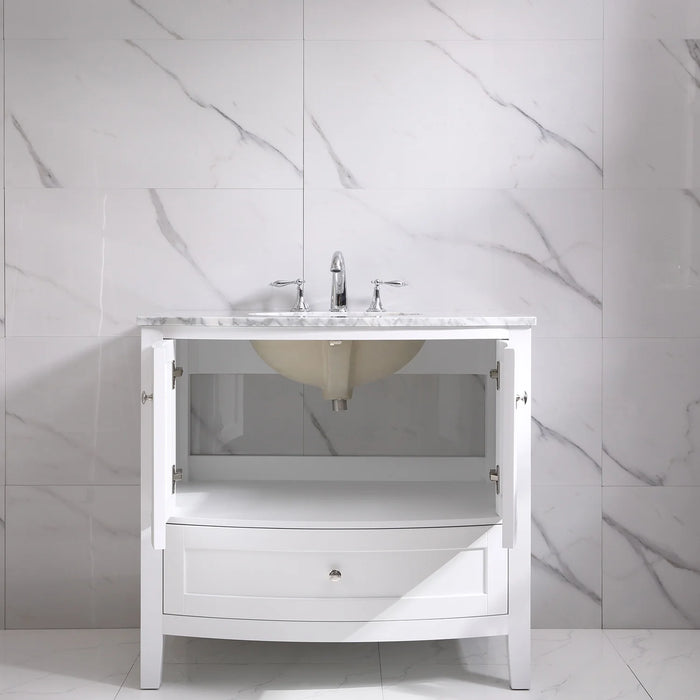 Eviva Stanton 36" White Transitional Bathroom Vanity with White Carrara Top-EVVN04-36WH