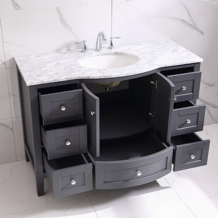 Eviva Stanton 48" Dark Gray Transitional Bathroom Vanity with White Carrara Top-EVVN04-48DG