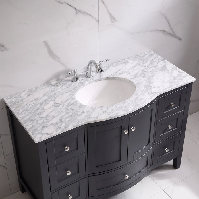Eviva Stanton 48" Dark Gray Transitional Bathroom Vanity with White Carrara Top-EVVN04-48DG