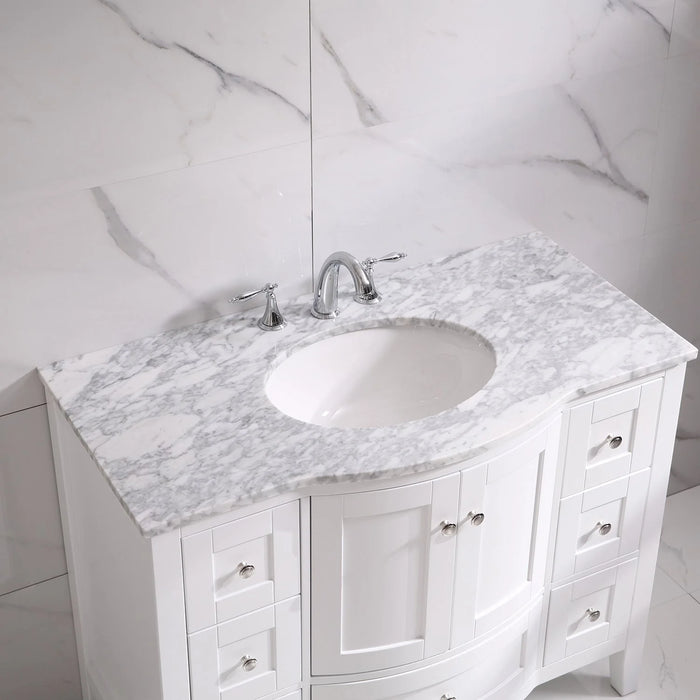 Eviva Stanton 48" White Transitional Bathroom Vanity with White Carrara Top-EVVN04-48WH