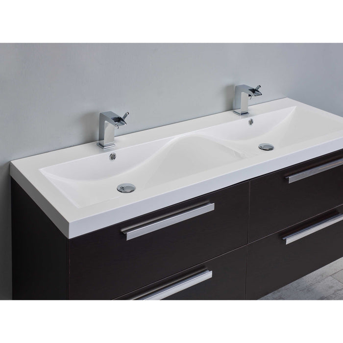 Eviva Surf 57" Wenge Modern Bathroom Vanity Set with Integrated White Acrylic Double Sink-EVVN144-57WG
