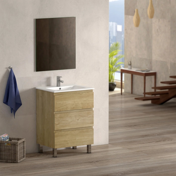 Eviva Vigo 24" Oak Bathroom Vanity With White Integrated Porcelain Sink-EVVN544-24OAK