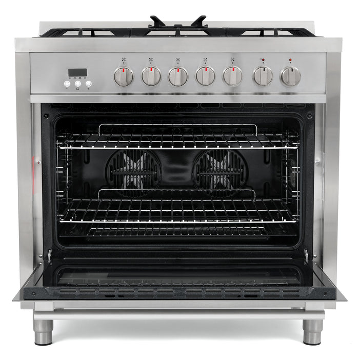 Cosmo Commercial-Style 36'' 3.8 cu. ft. Single Oven Dual Fuel Range with 8 Function Convection Oven in Stainless Steel F965