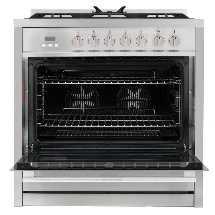 Cosmo Commercial-Style 36'' 3.8 cu. ft. Single Oven Dual Fuel Range with 8 Function Convection Oven in Stainless Steel COS-F965NF