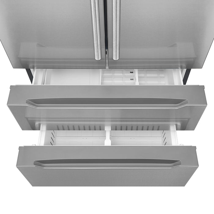 Cosmo 22.5 cu. ft. 4-Door French Door Refrigerator with Pull Handle in Stainless Steel, Counter Depth COS-FDR225RHSS-G