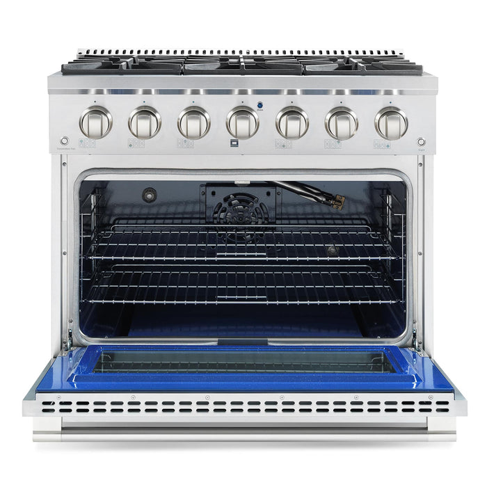 Cosmo Commercial-Style 36'' 4.5 cu. ft. Gas Range with 6 Italian Burners and Heavy Duty Cast Iron Grates in Stainless Steel COS-GRP366