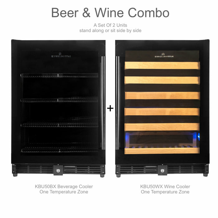 Kings Bottle 48''Glass Door Side By Side Wine And Beverage Cooler Combo KBU50BW2-FG