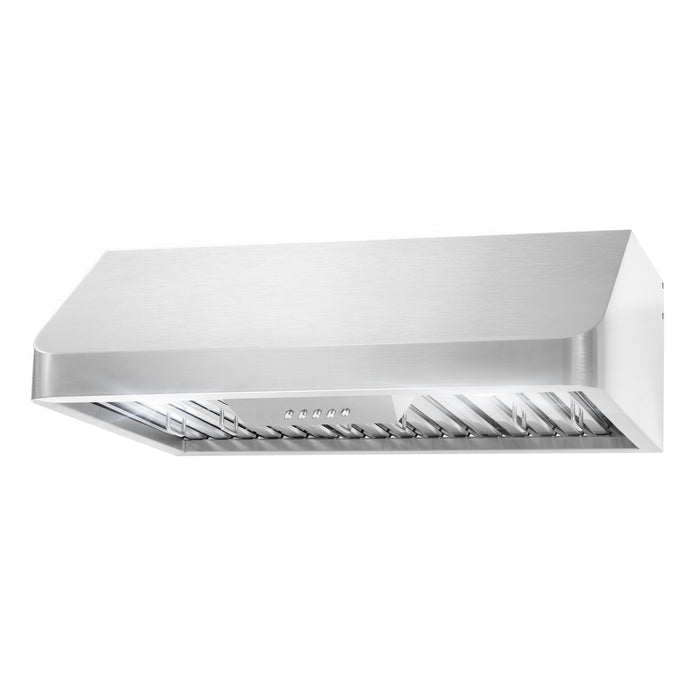 Cosmo 30" Ducted Under Cabinet Range Hood in Stainless Steel with Push Button Controls, LED Lighting and Permanent Filters COS-QB75