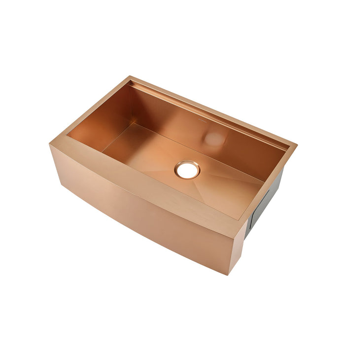 Swiss Madison Tourner 33" x 22" Stainless Steel, Single Basin, Farmhouse Sink Kitchen Workstation with Apron in Rose Gold - SM-KS28RG