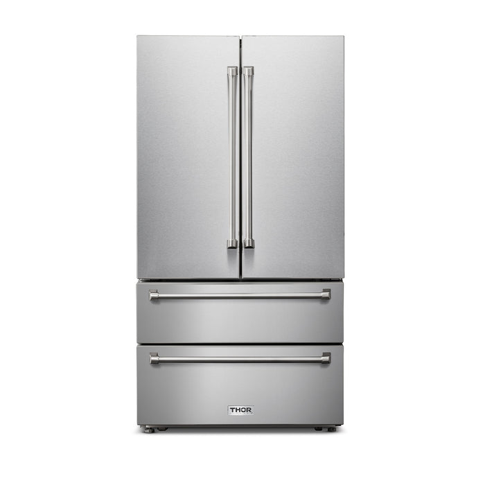 Thor Kitchen 36" Professional French Door Refrigerator with Freezer Drawers TRF3602