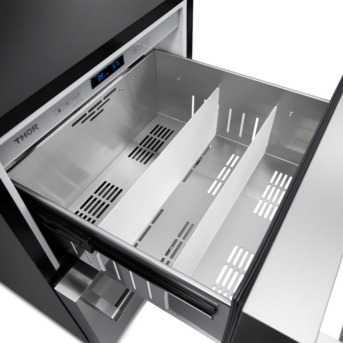 Thor Kitchen 24" Indoor Outdoor Refrigerator Drawer in Stainless Steel TRF24U