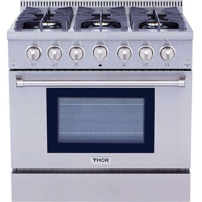 Thor Kitchen 36" Professional Liquid Propane Gas Range in Stainless Steel HRG3618ULP